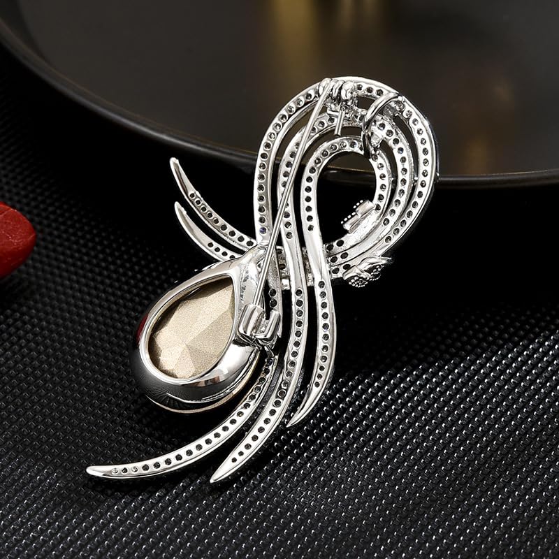 Image of Rhinestone Brooch for Women Rhinestone Brooches Pins Crystal Lapel Pin Jewelry Christmas Valentine's Day Gift for Wife Girlfriend