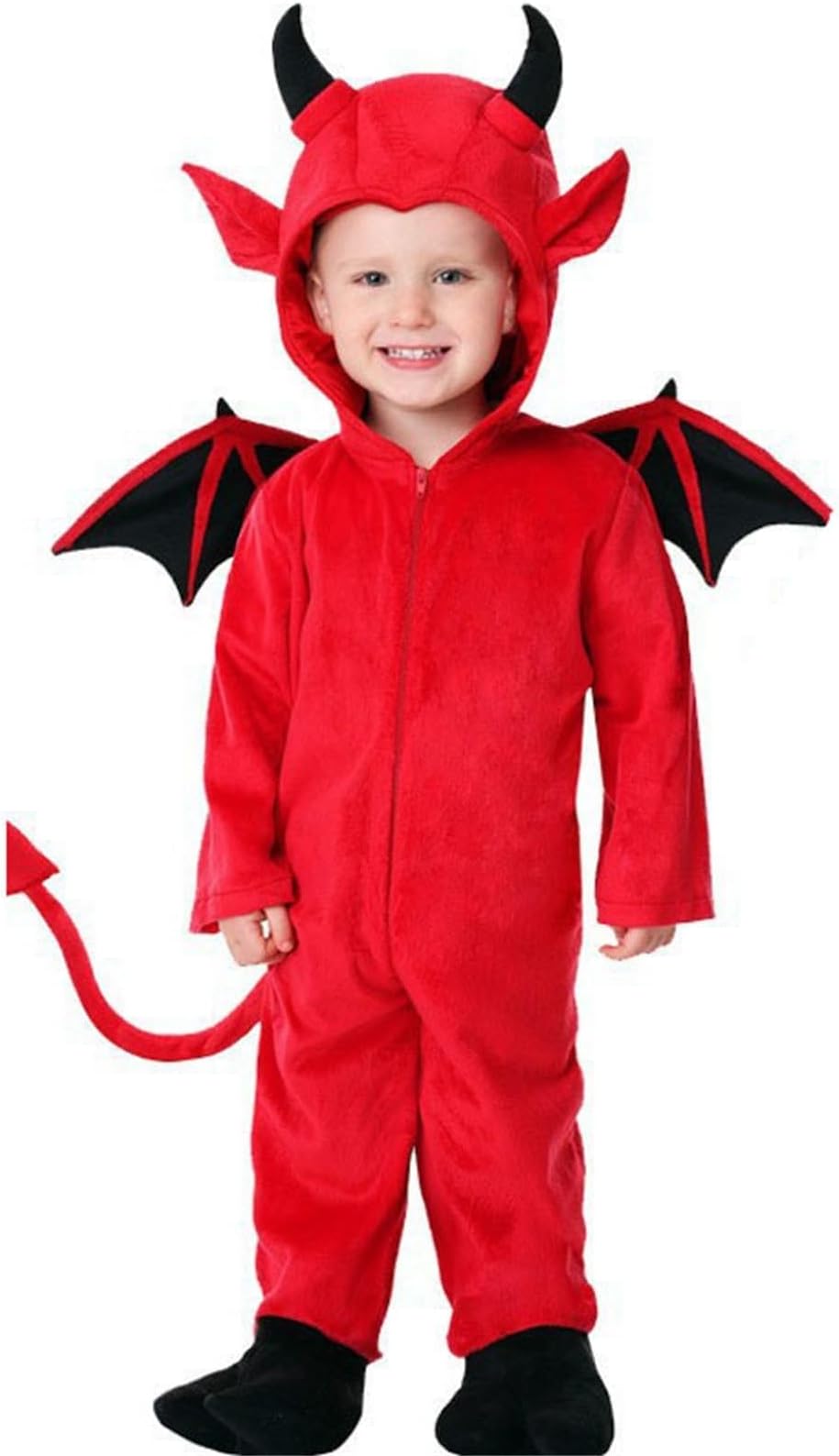 Devil Halloween Outfit Romper for Boys Flannel Wing Cute Long Sleeve Fall Jumpsuit Zip Up Fleece Soft Zipper Romper Baby