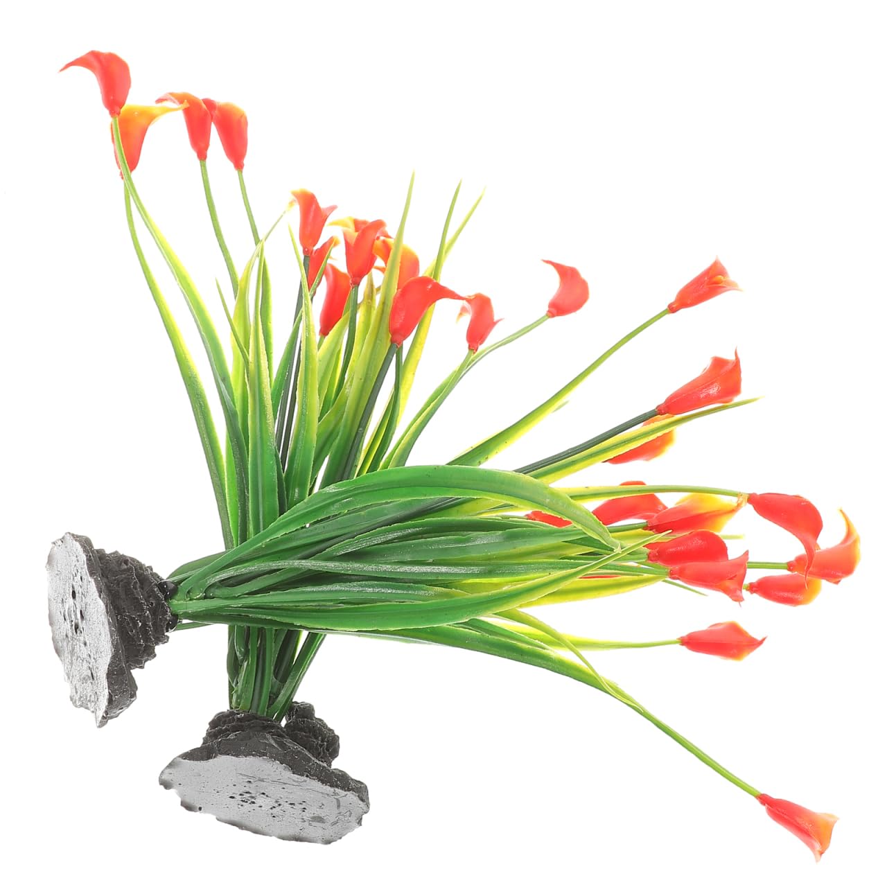 VANZACK Lot de 2 plantes en soie pour décoration d'aquarium - Fausse plante compacte - Accessoire de bureau - Coupe froide - Plastique