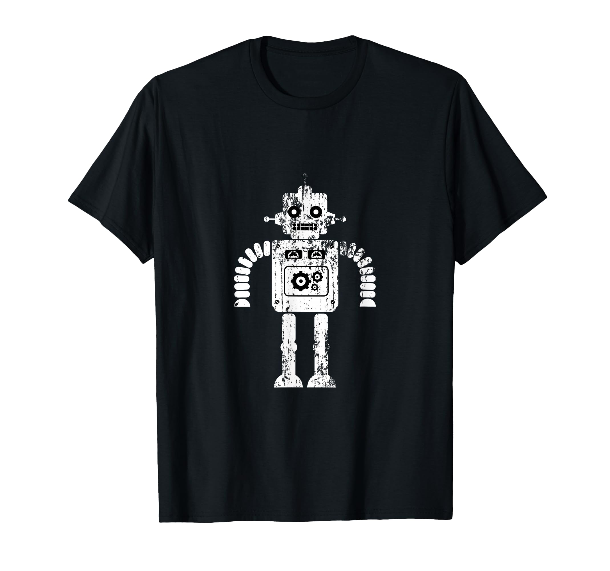 Distressed Retro Robot Dark T-Shirt Mens Womens Kids T-Shirt