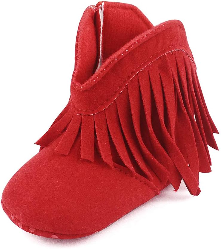 Baby Girls' Cowboy Tassel Boots 6-12 Months Infant Red