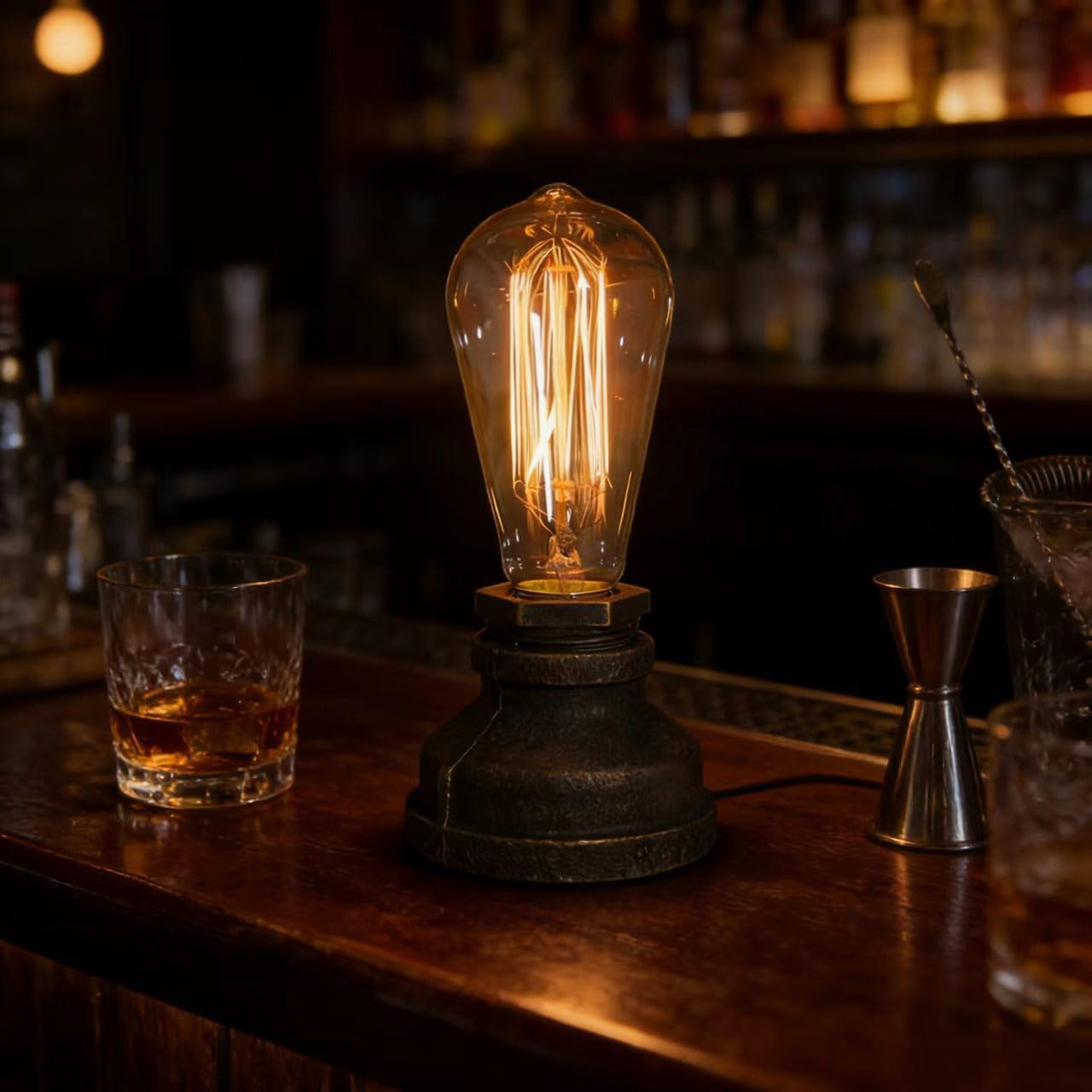 Vintage Industrial Table Lamp, Creativity Minimalist Table Lamp, Desktop Light for Bedrooms, Living Rooms, Bars, Cafes, and Offices(Bulb not Included)