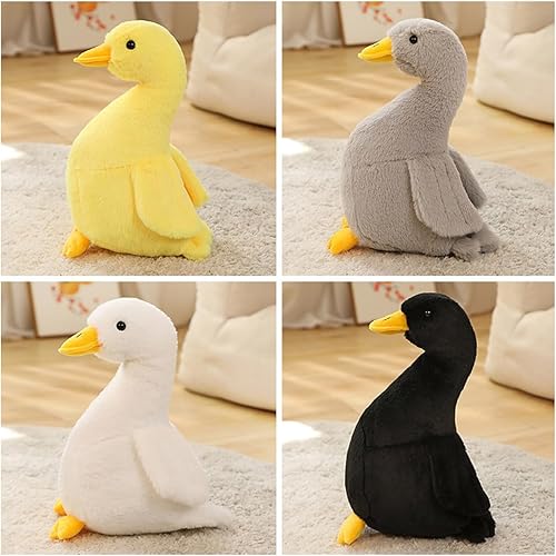 Miniatura 7 de ELAINREN 4 piezas de peluche de pato negro realista de pato amarillo suave, animales de peluche de pato gris, peluche realista de pato blanco,