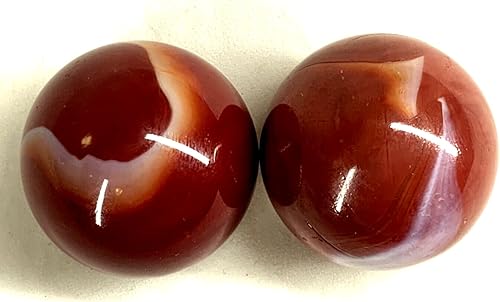 Miniatura 4 de Juego de 2 canicas de vidrio sólido para decoración de acuario de 1.378 in, diseño de remolino rojo y blanco