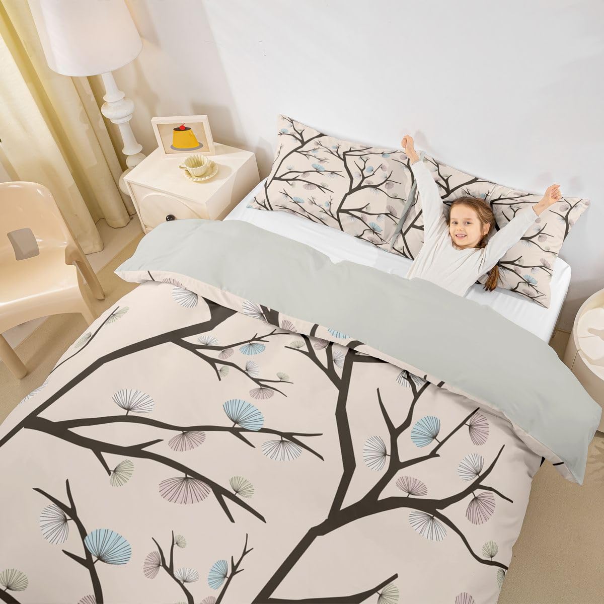 Homewish Flora poszewka na kołdrę super king geometryczne liście zestaw pościeli kwiat płatek gałąź kwiatowa poszewka na kołdrę vintage zestawy łóżek kwiatowych