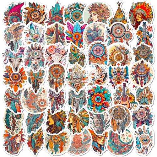 50枚セット ボヘミアン ステッカー かわいい アニメ おしゃれ 防水 トレンディ 落書き 漫画 アウトドア DIY スノーボード スーツケース ギター 車 バイク 自転車 水筒 ヘルメット パソコン 携帯 ノート