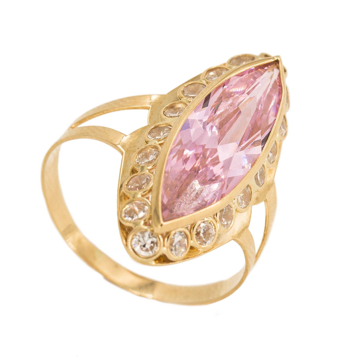 PRIORITY Anillo Solitario Oro 18K Centro Rosa de Francia y Cerco de circonitas Anillo Solitario Anillo Centro Rosa | Francia | Anillo con circonitas | Circonita | Regalo | Anillo Mujer |