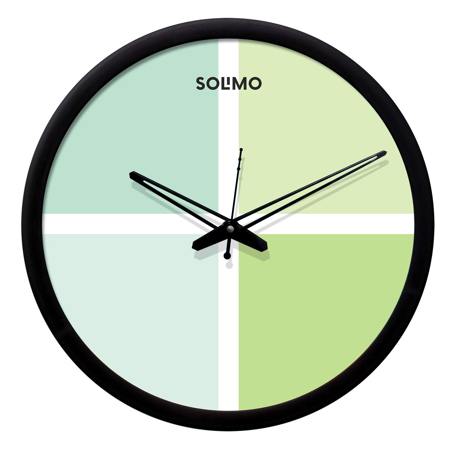 Amazon Brand - Solimo 12-inch Plastic & Glass Wall Clock - Glossy (Silent Movement, Black Frame)