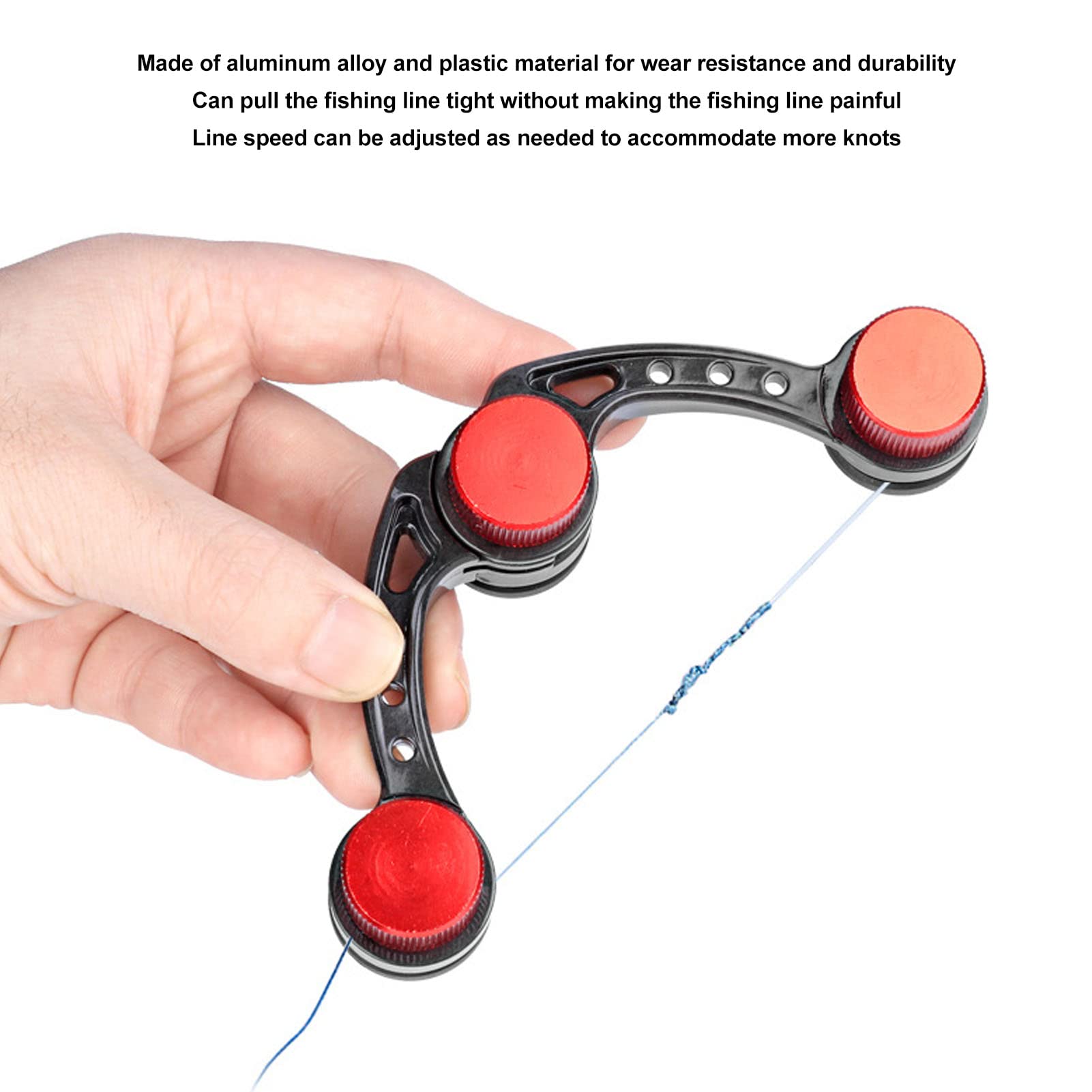 VGEBY Portable Fishing Knotter Tool, Adjustable Line Speed, Wear Aluminum Alloy PE Line Knotter for Smooth GT Buttons (Red)