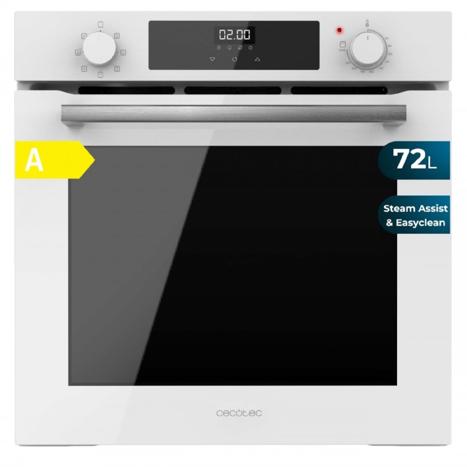 Cecotec Bolero Hexa M226000 Glass White A. 2800W, 72L, 7 Functions, Grill Mode, Fan Assisted Grill, Convection Mode, Defrost, Steam Base X2, Steam EasyClean and Assist