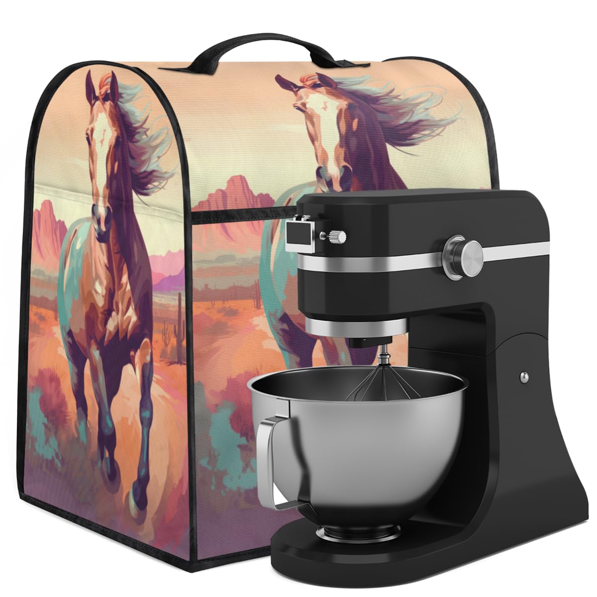 Coffee Maker Cover Wild Horses Kitchen Appliance Covers Small Appliance Covers Blender Cover Juicer Cover Dust Covers for Kitchen Appliances with Top Handle and Pockets,Washable,C981