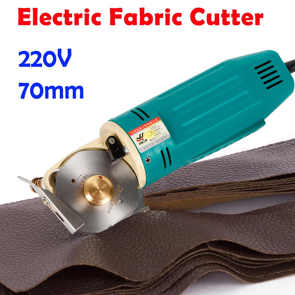 Taglierina elettrica industriale per tessuti, 170 W, 220 V, con lama in acciaio da 70 mm, spessore di taglio fino a 25 mm, lama di ricambio, cavo di alimentazione lungo, per tessuti, pelle, carta