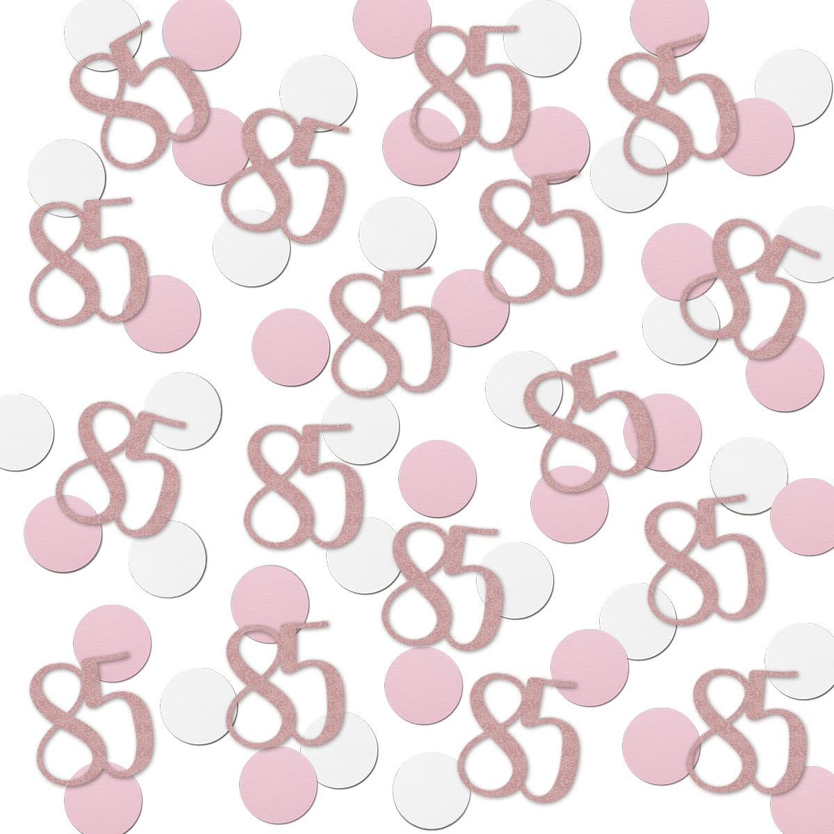 Rose Gold 85 Confetti, 85th Glitter Birthday Number Confetti, 200pcs Anniversary Party Table Decoration Supplies