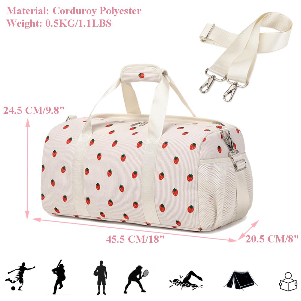 Kimwadalh Bolsa de Deporte Niña Bolsos de Viaje Niñas Bolsa de Fin de Semana Chicas Bolsa de Danza Baile,Bolsas de Deporte con Compartimento para Zapatos y Bolsa Húmeda