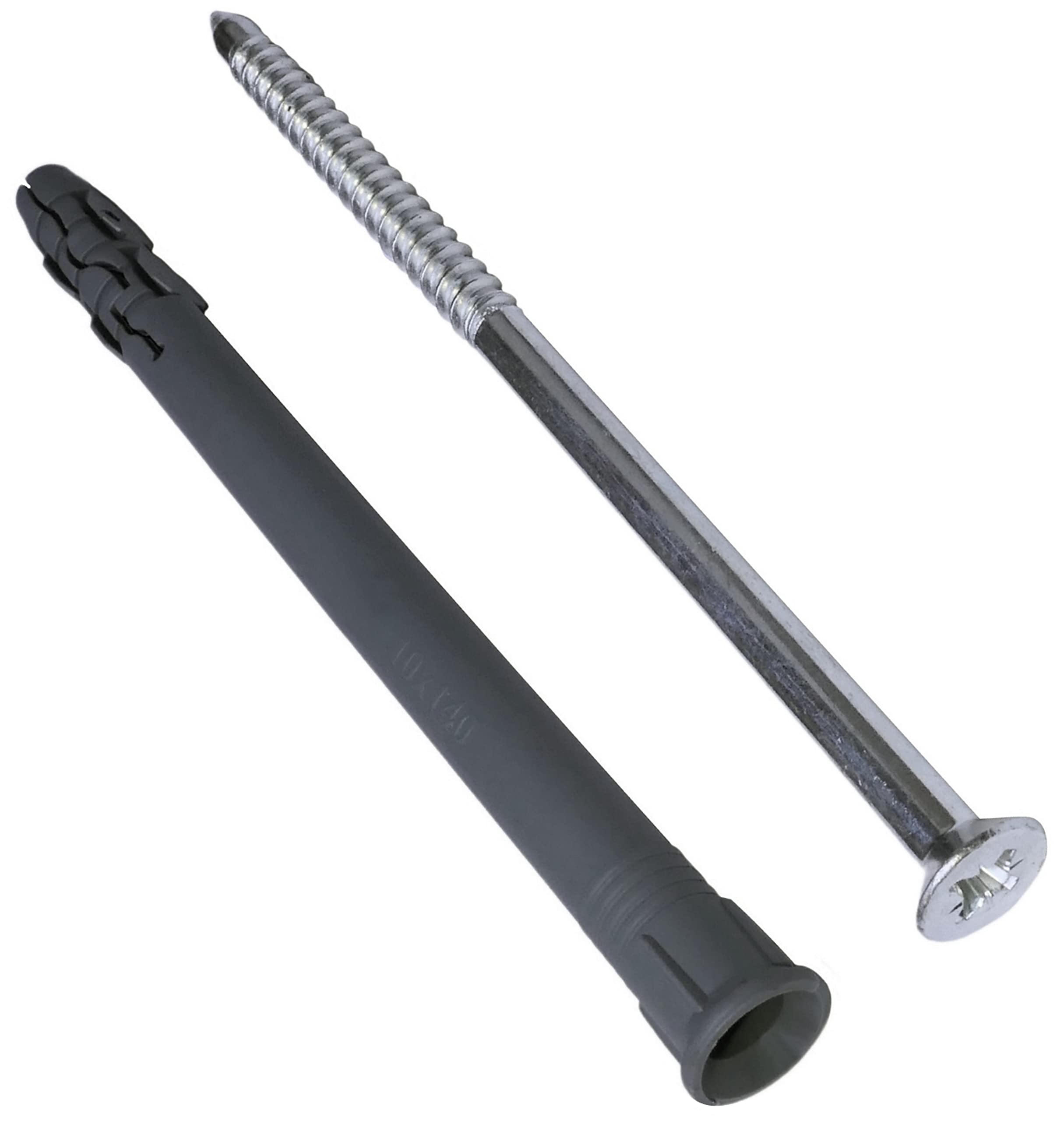 AERZETIX - C57465 - Set di 10 tasselli chiodi Ø10x140mm + 10 viti Ø7x145mm a testa fresata - per fissaggio in calcestruzzo/mattoni/blocchi di cemento