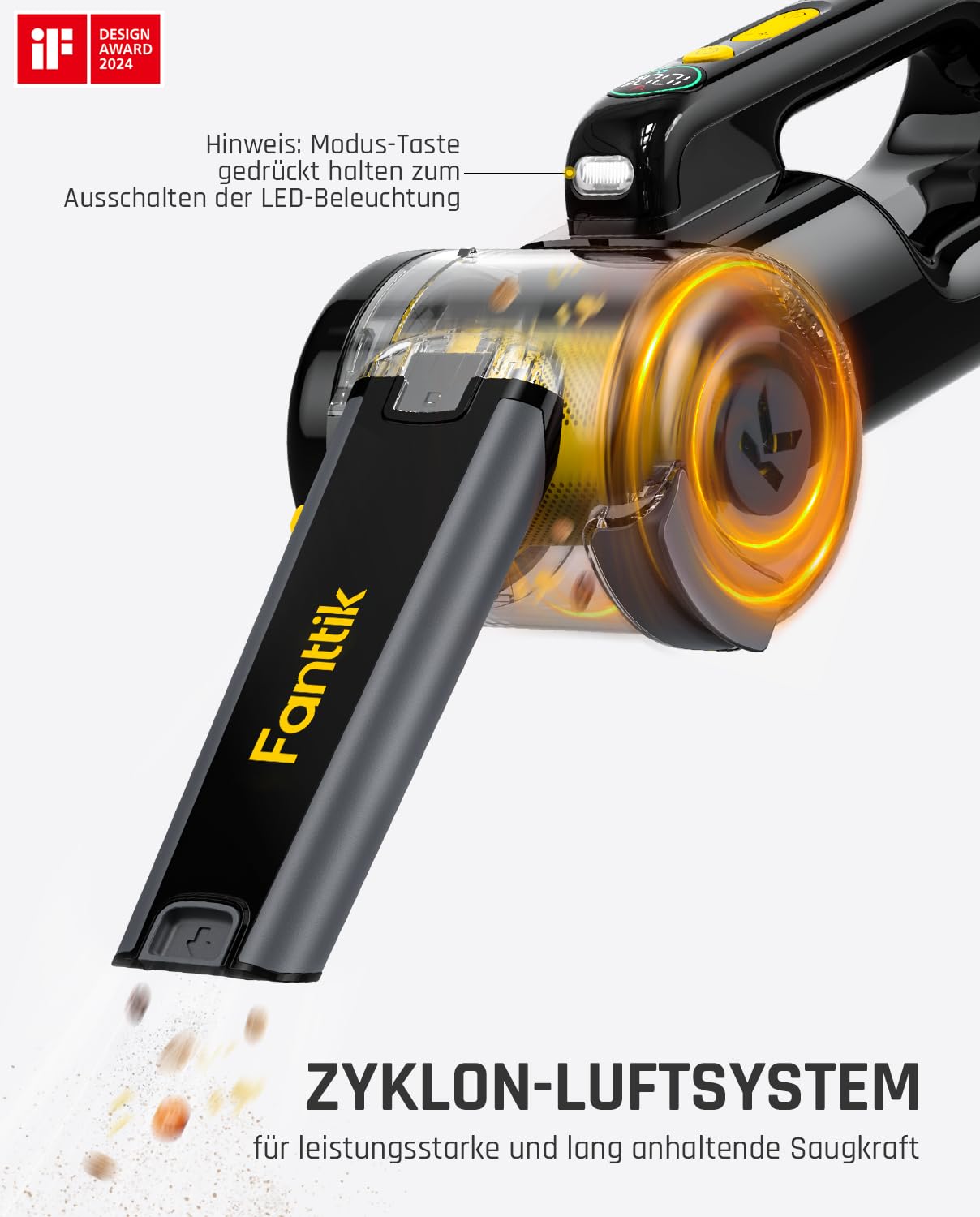 Fanttik Fold V10 APEX Pivot Akku-Handstaubsauger, 17.000 Pa Saugkraft, Smartes LED-Display, Auto Staubsauger für Auto & Haushalt, Ausgestattet mit Flex-Schlauch, Tierhaarbürste und weiterem Zubehör