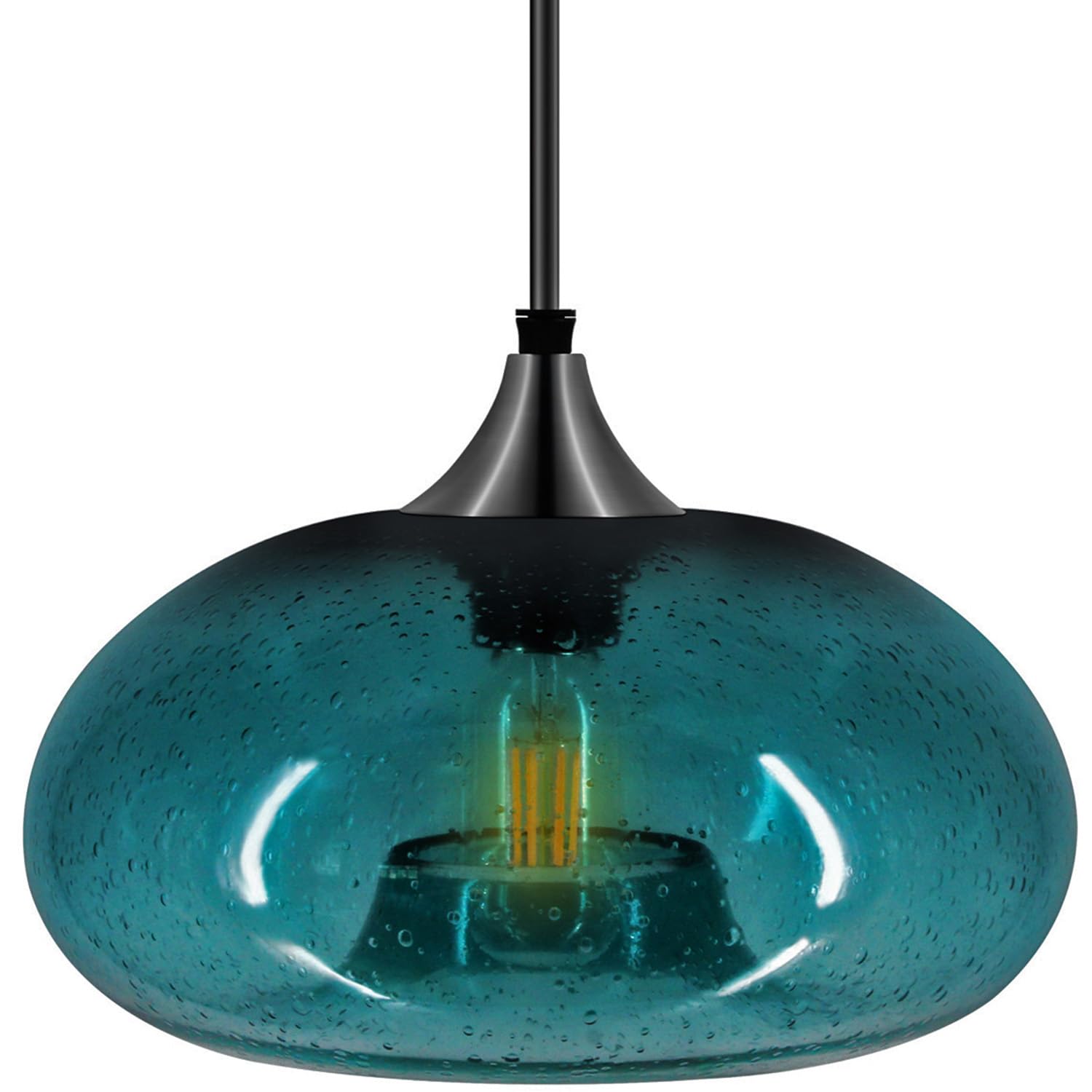 NATUMOIS Pendant Lights Large Glass Pendant Lighting for Kitchen Island Modern Green Seeded Bubbles Hanging Light Fixtures Over Sink Table Foyer 11 Inch Diam