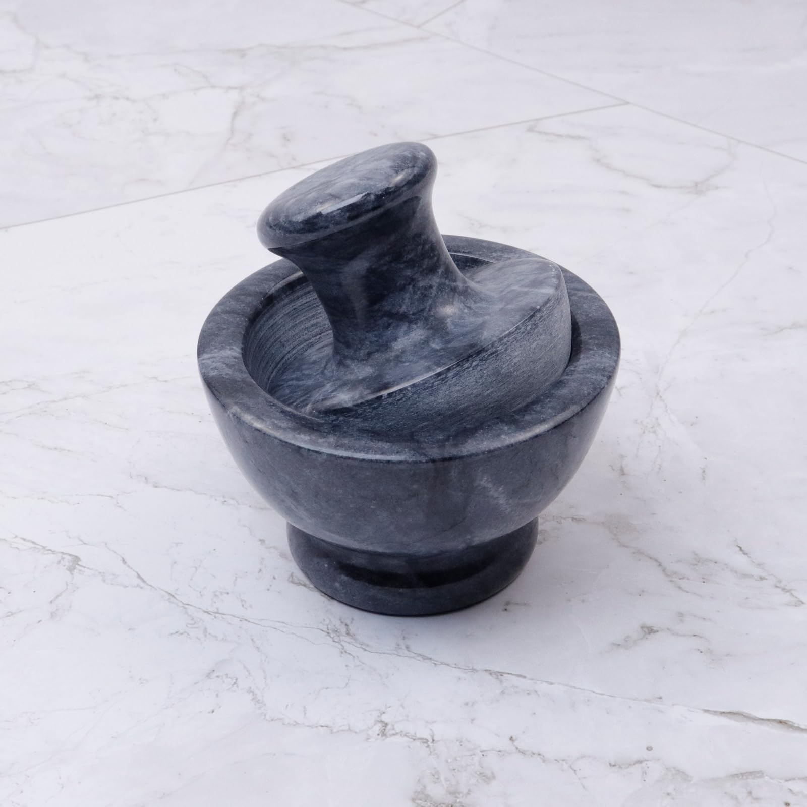 Juego de mortero y mortero de piedra de granito negro