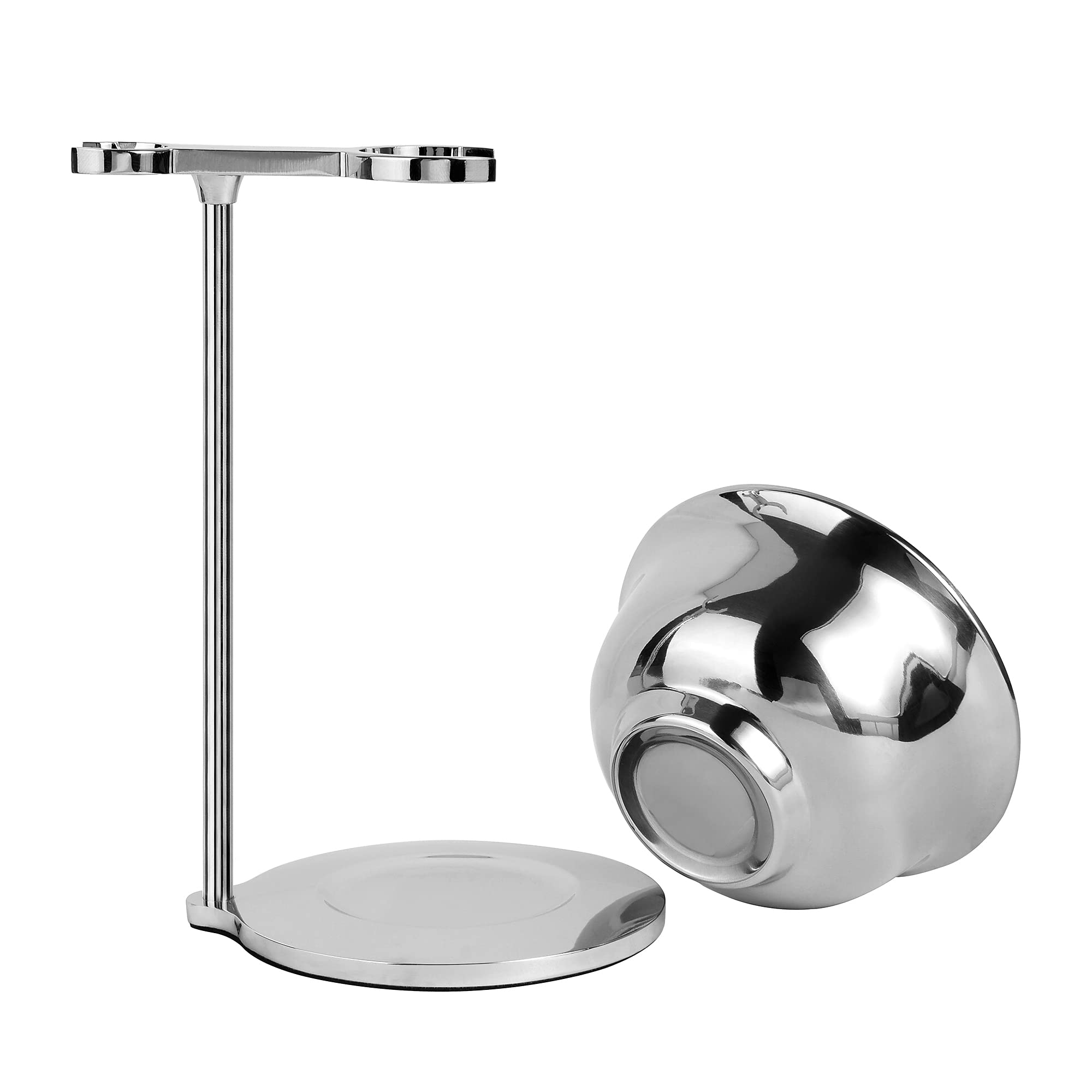 Set da barba Gillette Mach3 – Manico adatto lame Mach3 + Ciotola acciaio inox + Supporto metallico + Spazzola sintetica | Stabile, elegante, barba dolce senza irritazioni