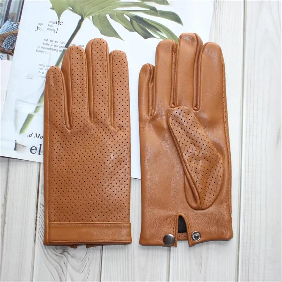 Guanti in Pelle di Pecora con Touch Screen Sottile Guanti da Ciclismo Caldi da Uomo Guanti Traspiranti Cavi in ​​Rete