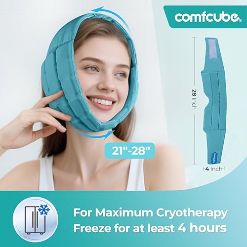 Miniatura 7 de Paquete de hielo facial para muelas del juicio, terapia de frío de larga duración, 2 horas de duración, envoltura flexible para la cabeza para