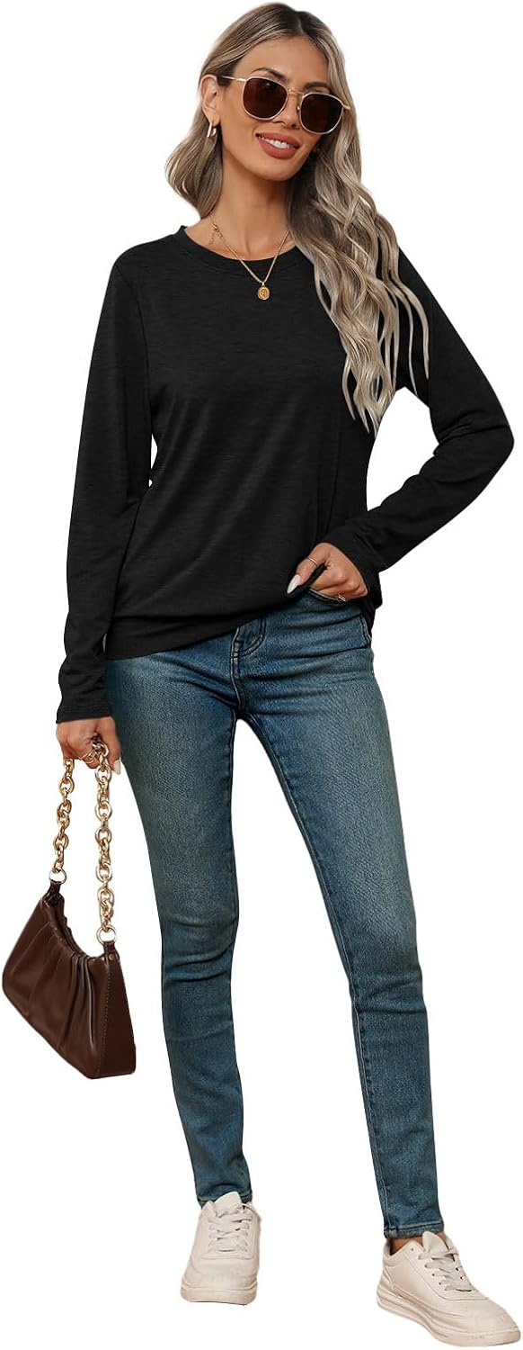 Womens Long Sleeve Shirts Casual Banded Hem Tops Basic Tees Spring Outfits Clothes 2026 - Image 5