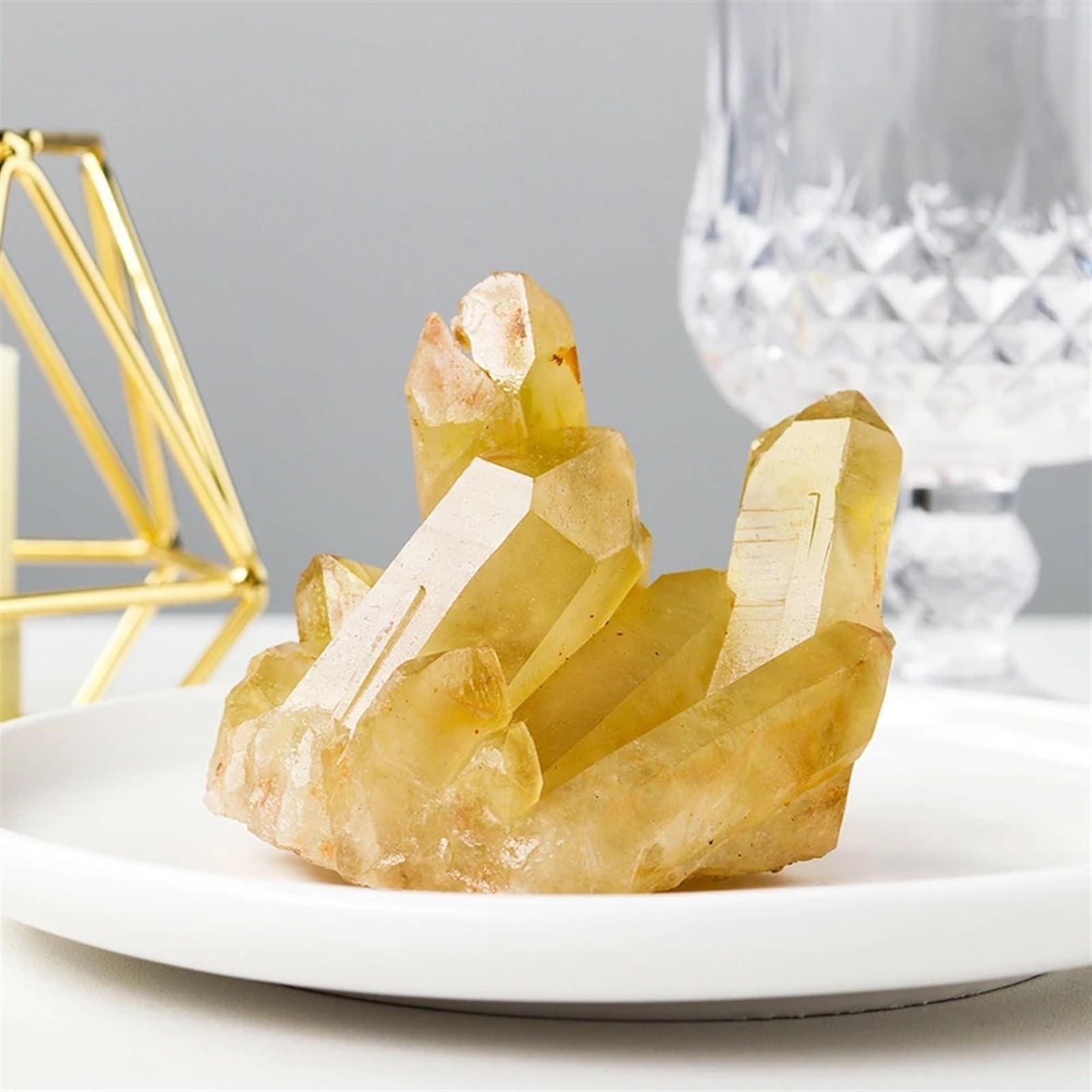 KJEBVHIRS Gemstones Citrine Quartz Cluster Specimens Irregular Crystal Crafts Home Aquarium Fish Tank Decoration Ornaments (Size : 100-150g)