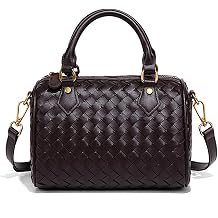 Small Woven Boston Bags for Women Top Handle Leather Purses Barrel Bag Satchel Handbags Shoulder Bag Designer Crossbody Bags