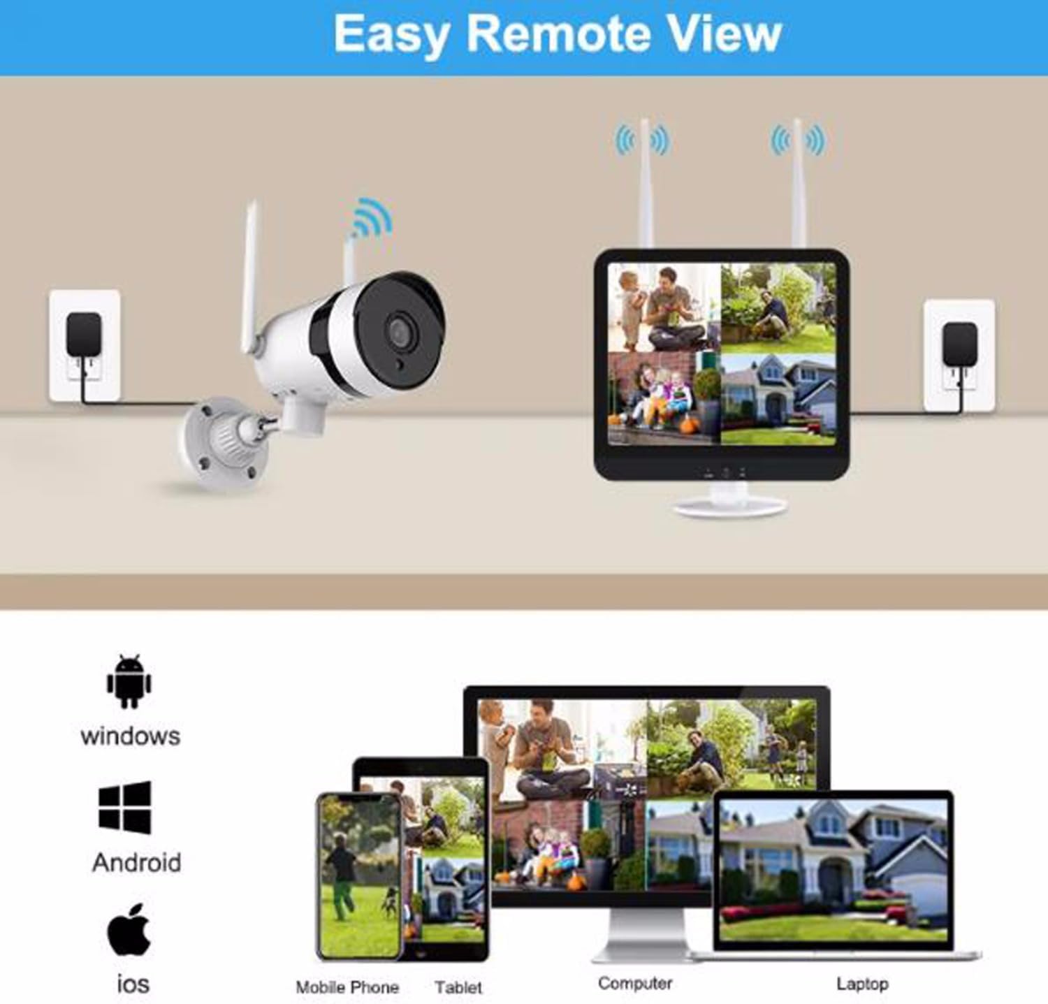 YFAFAMM 8CH 5MP HD Security Camera Kit with with LCD Monitor and 8 PTZ Cameras, Outdoor Wireless WiFi Home Surveillance NVR System with Motion Detection, Color Night Vision