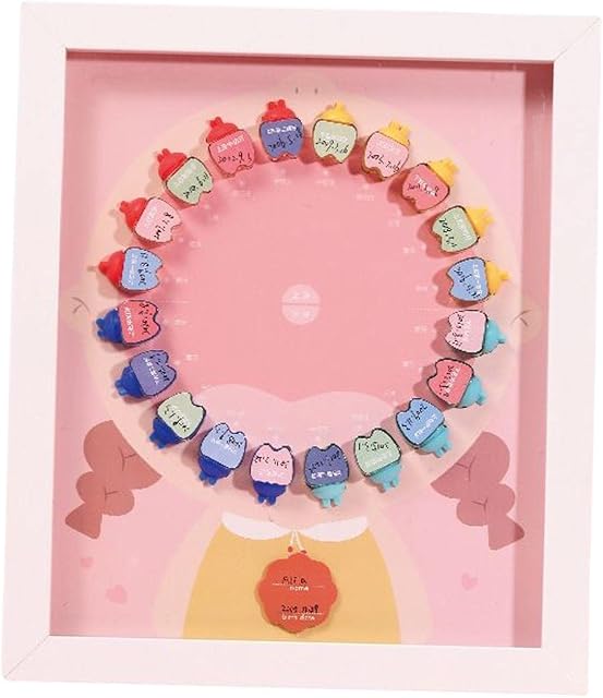 Wooden Baby Tooth Storage Box Table Milk Teeth Organizer Storage Hanging Case Tooth House Portable Children Girls Infant Teeth Saving for Gift, Pink