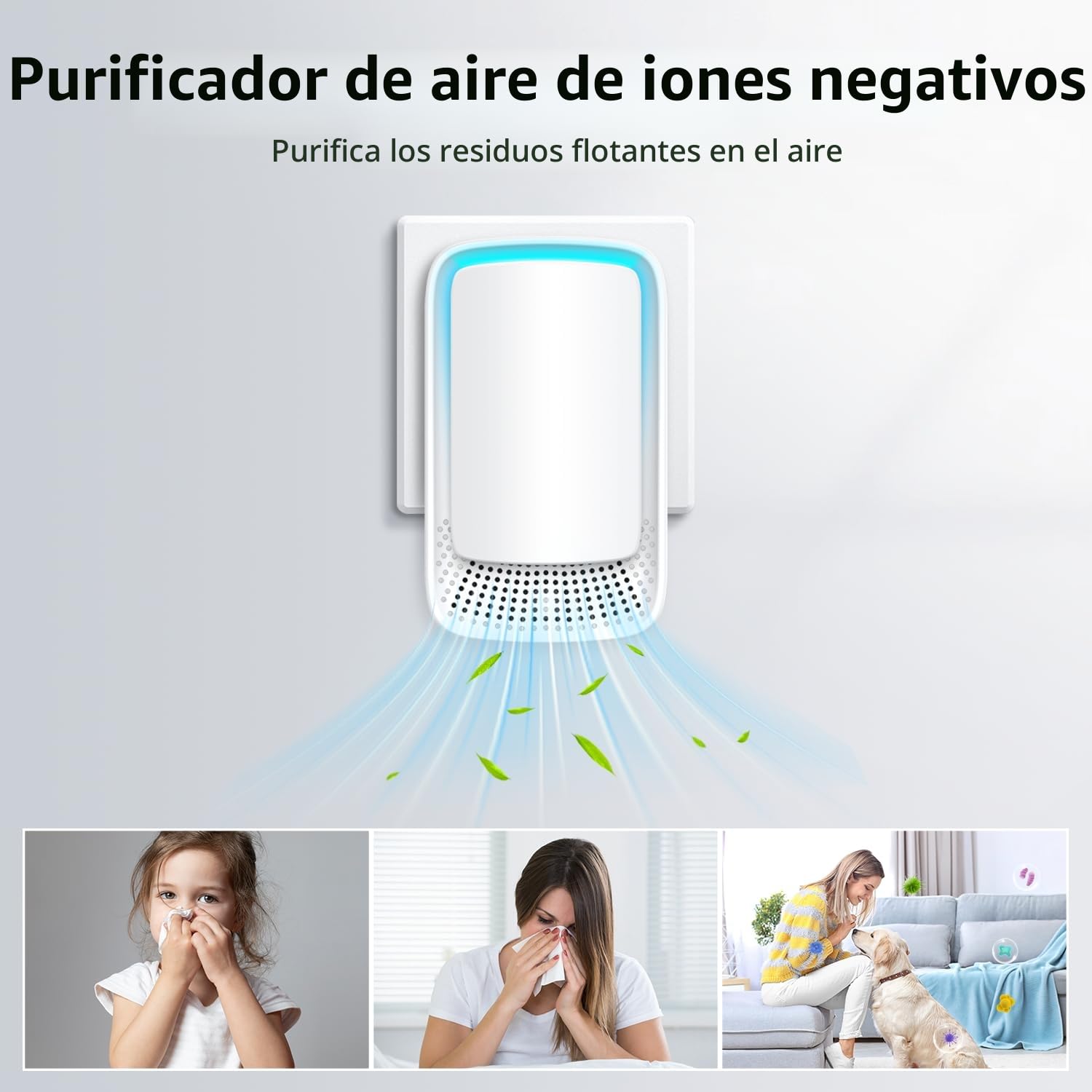 Purificador de aire, Dayear Mini Generador de iones Negativo Plug-in Negative Ion Purificador Ionizador de Aire para Dormitorio/Casa/Salón/Habitación de Animales, Purificar Olores (3 Pcs)