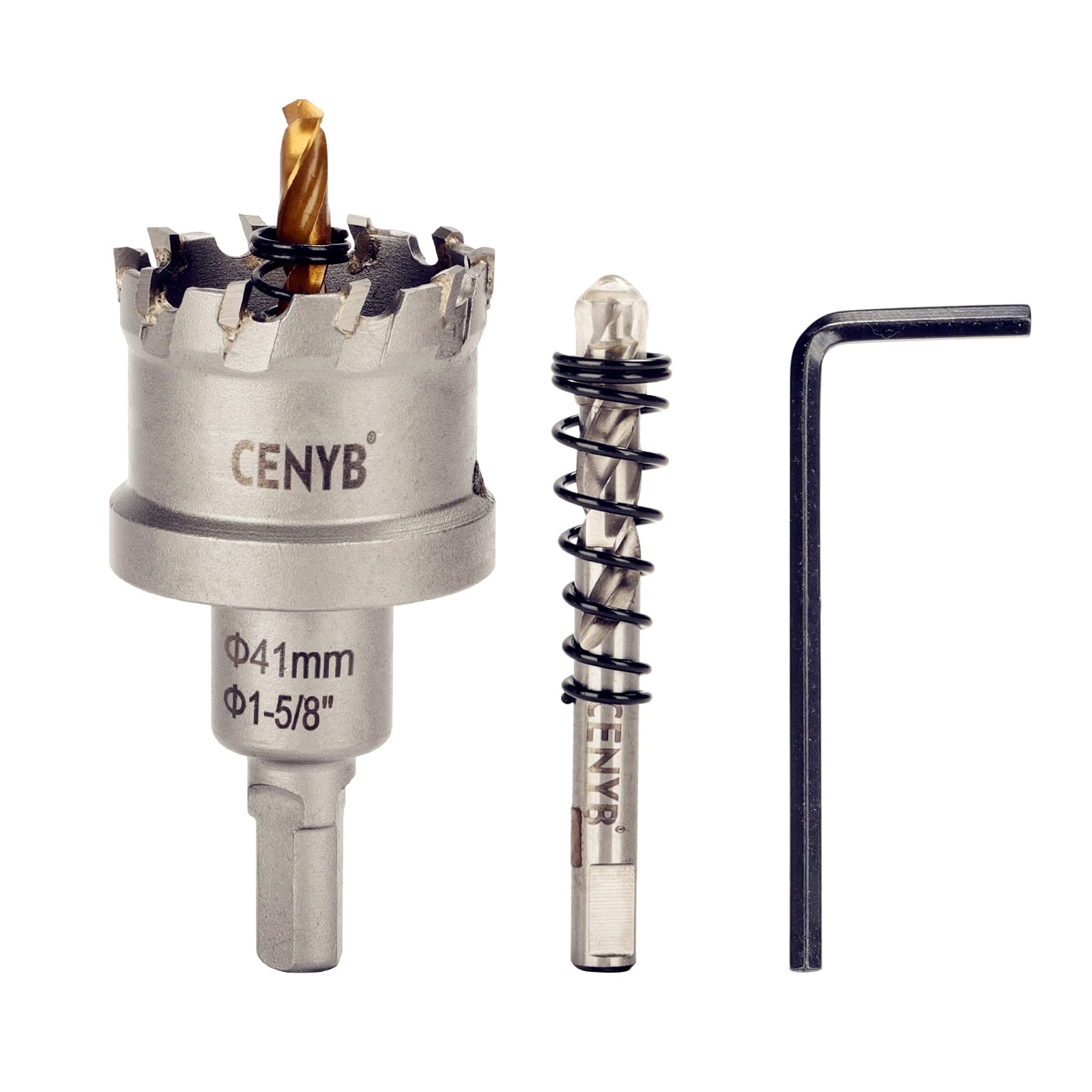 2-1/8" (54mm) Tungsten Carbide Tipped Hole Saw with 2Pcs Titanium-Plated Pilot Drill Bits for Metal, Steel, Iron, Wood, Plastic — view 63