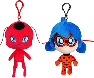P.M.I. Miraculous Ladybug Plush Clip-on Toys | Two of Four 5-Inch-Tall Collectibles | Miraculous Ladybug Toys and Playable Mini Toys | Tikki and Ladybug| Miraculous Ladybug Kids’ Toys