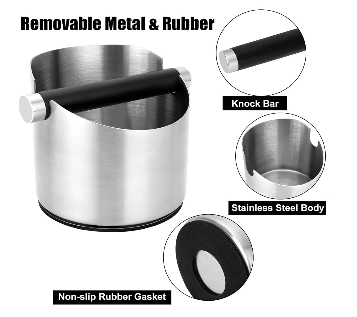 VIA CREMA Coffee Espresso Knock Box Stainless Steel Made, HIGH Quality, Black - Image 4