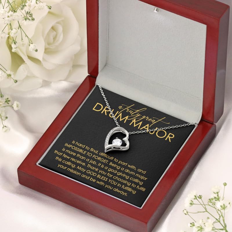 Drum Major Necklace Message Card Box Forever Love Mahogany - Hard To Find Difficult To - Appreciation Director Drummer Marching Band Commander
