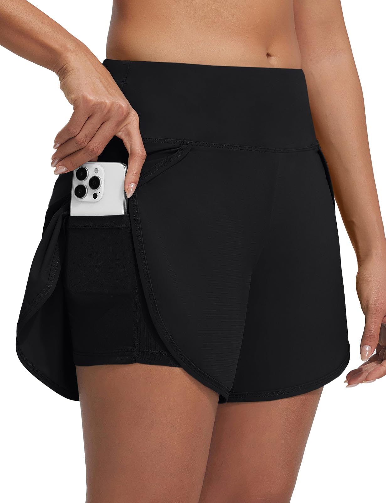 baleaf Short De Bain Femme Plage 13Cm Boxer Exposé Taille Yogacourt, Respirant Séchage Rapide Upf50+ Anti UV pour Natation Surf Randonnée