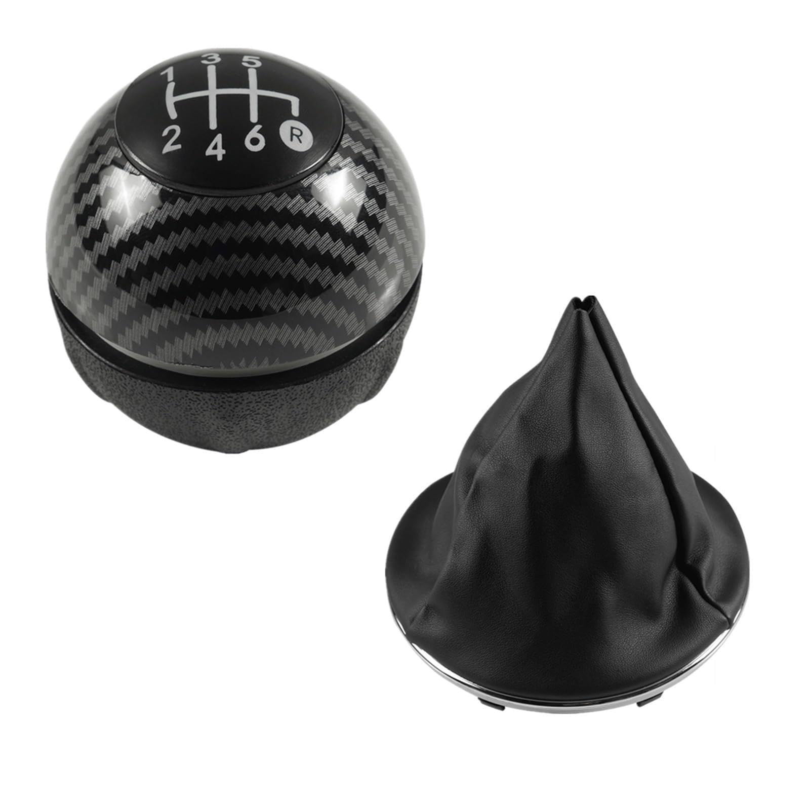 Dbmswzjqpv 2Pcs Carbon 6Speed For Fiat 500 500C 2007-2018 Sporty Gear Stick Knob
