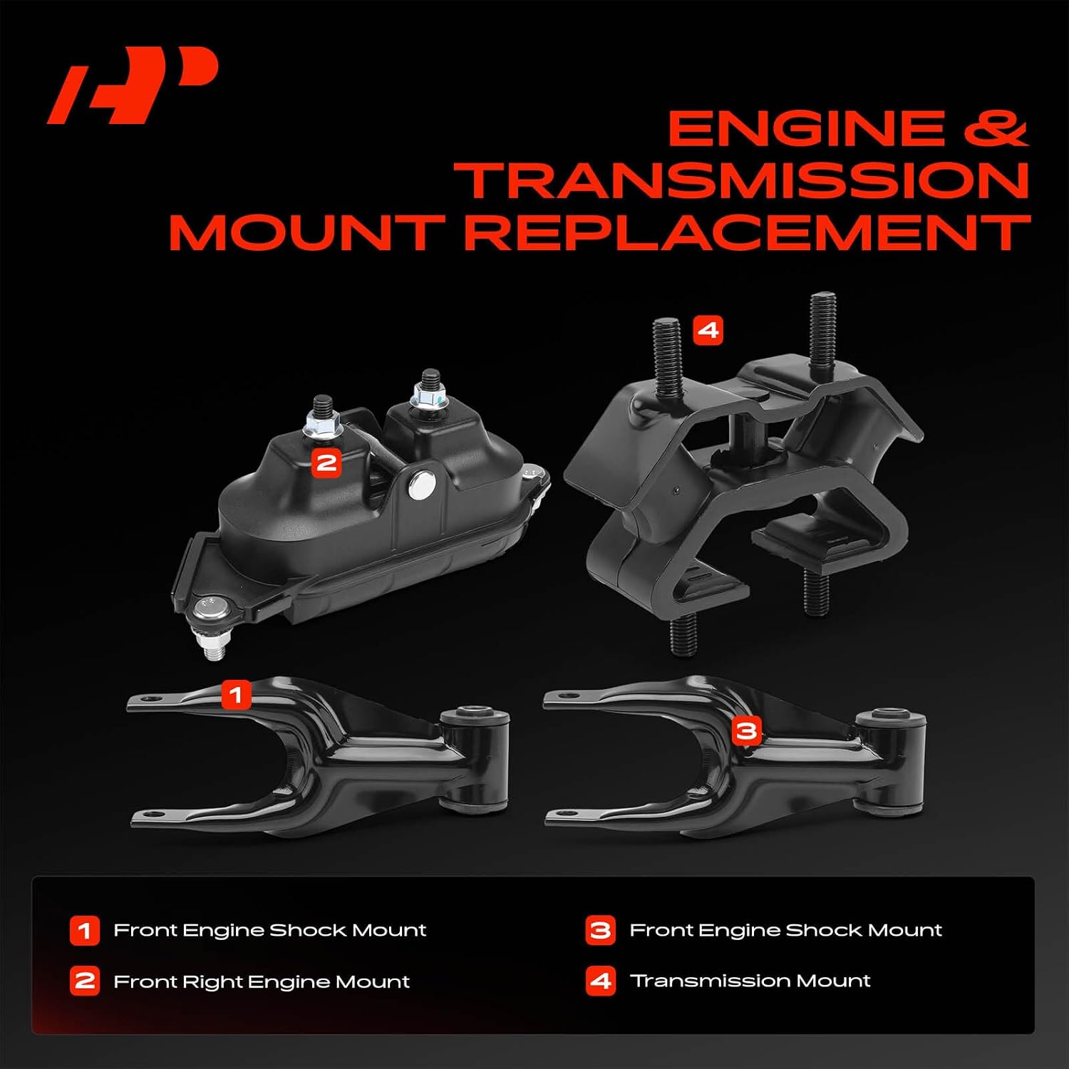 A-Premium Engine Motor Mount and Transmission Mount Kit Compatible with Chevrolet Impala 2006-2011, Monte Carlo 2006-2007, 3.5L, with Torque Strut Mount, Set of 4