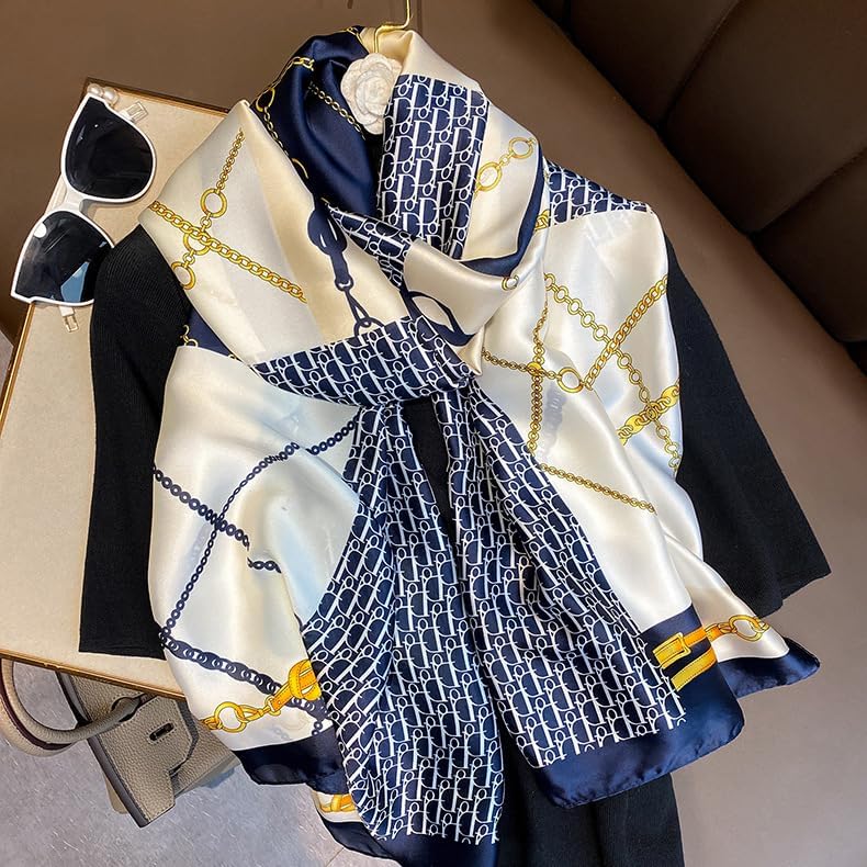 FairyCity Womens large Luxury Silk Scarf Satin Summer Scarf Lightweight Fashion Shawl Wrap - Image 2