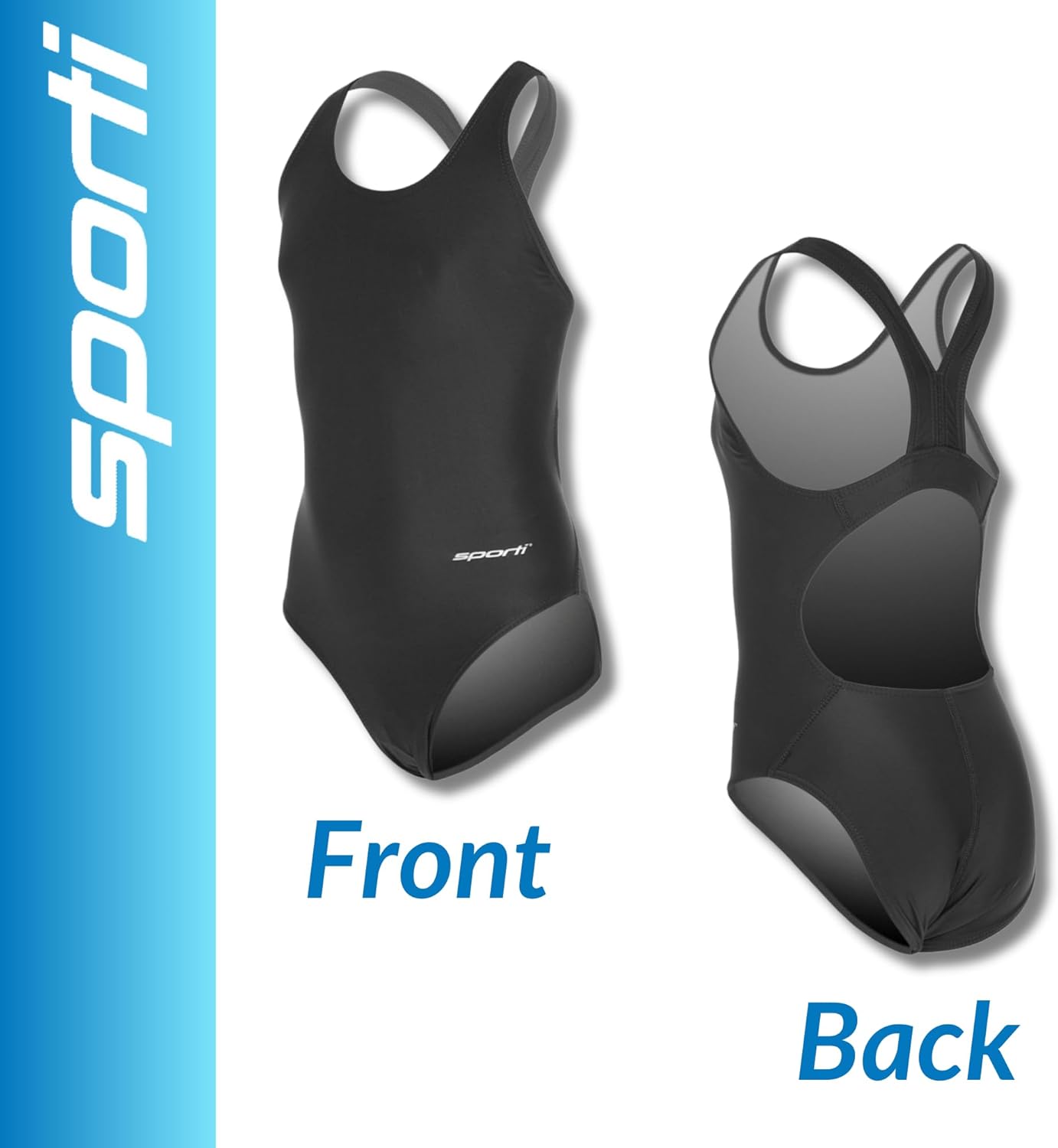 Sporti Wide Strap Girls' Athletic One-Piece Swimsuit – Competitive Bathing Suit, Racerback Style Swimwear for Youth Swimmers - Image 2