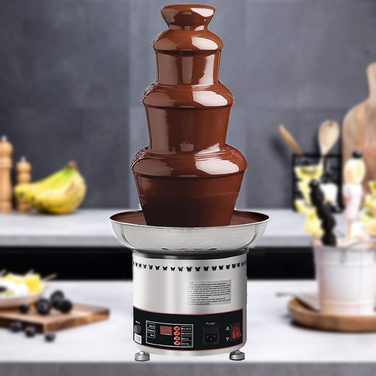 Commercial Chocolate Fountain,Large Chocolate Fountain,6tiers with 6kg Capacity Large Chocolate Waterfall Machine for Wedding Western Restaurant,6tiers