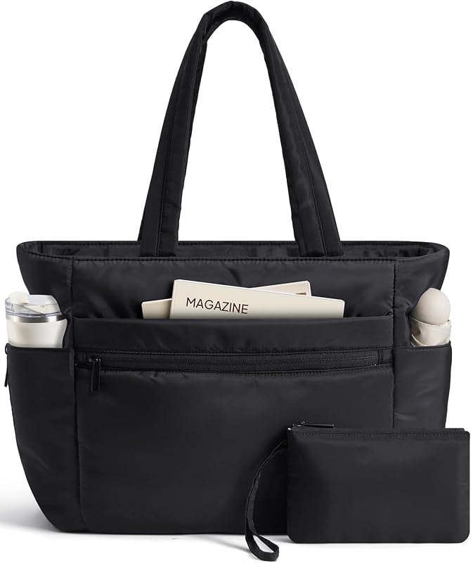 TOPEAST Tote Bag for Women Puffer Travel Carry On Bags with Laptop Compartment & Cup Holder Work Tote for Weekend Overnight