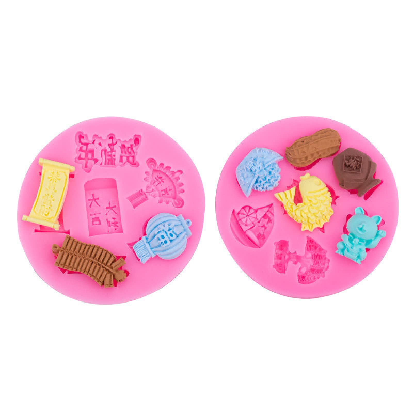 Fondant Molds 2 Lucky Cat Couplets Silicone Mold Cake Dessert Baking Decoration Sugar Flip Chocolate