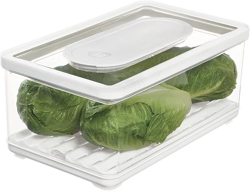 Miniatura 7 de iDesign - Contenedor redondo para refrigerador, con bandeja de drenaje extraíble y tapa, juego de 4 unidades, transparente
