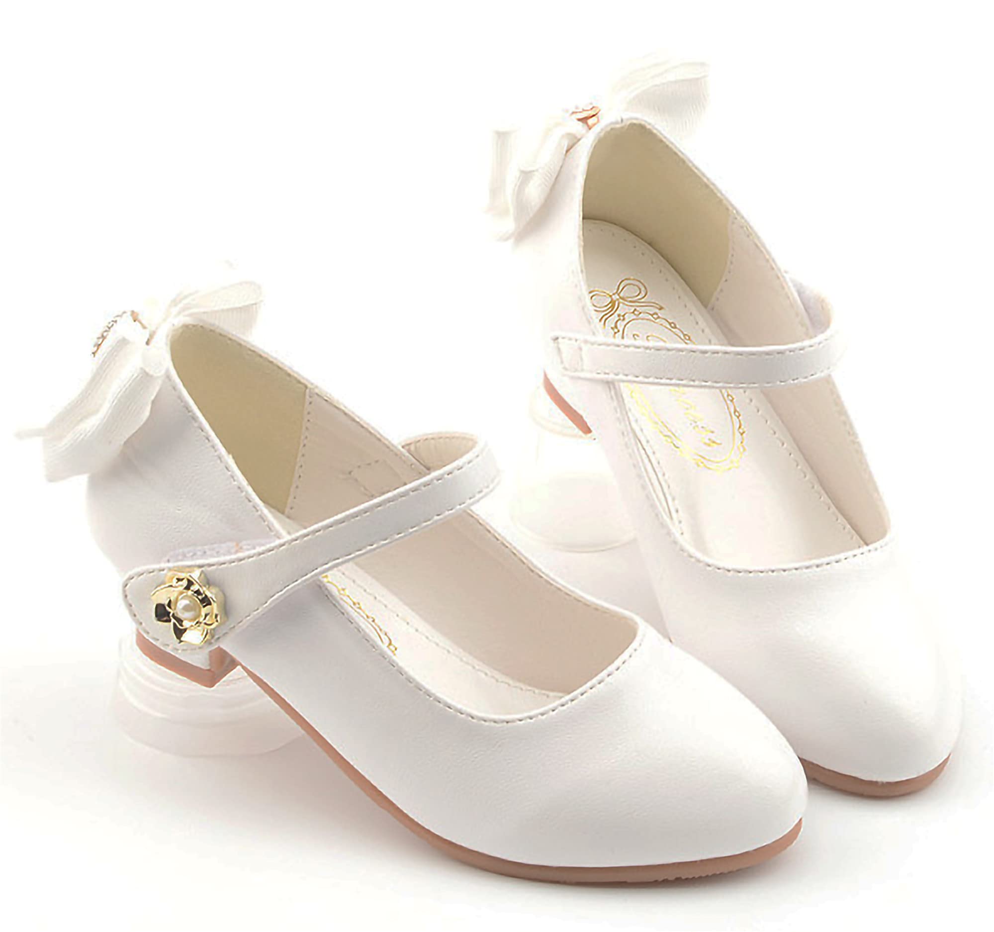 Sandales à Talon Haut Polyuréthane Souple Princesse Noeud Cristal Perle Scratch Chaussures Couleur Unie Tenue de Soirée, Blanc, 35