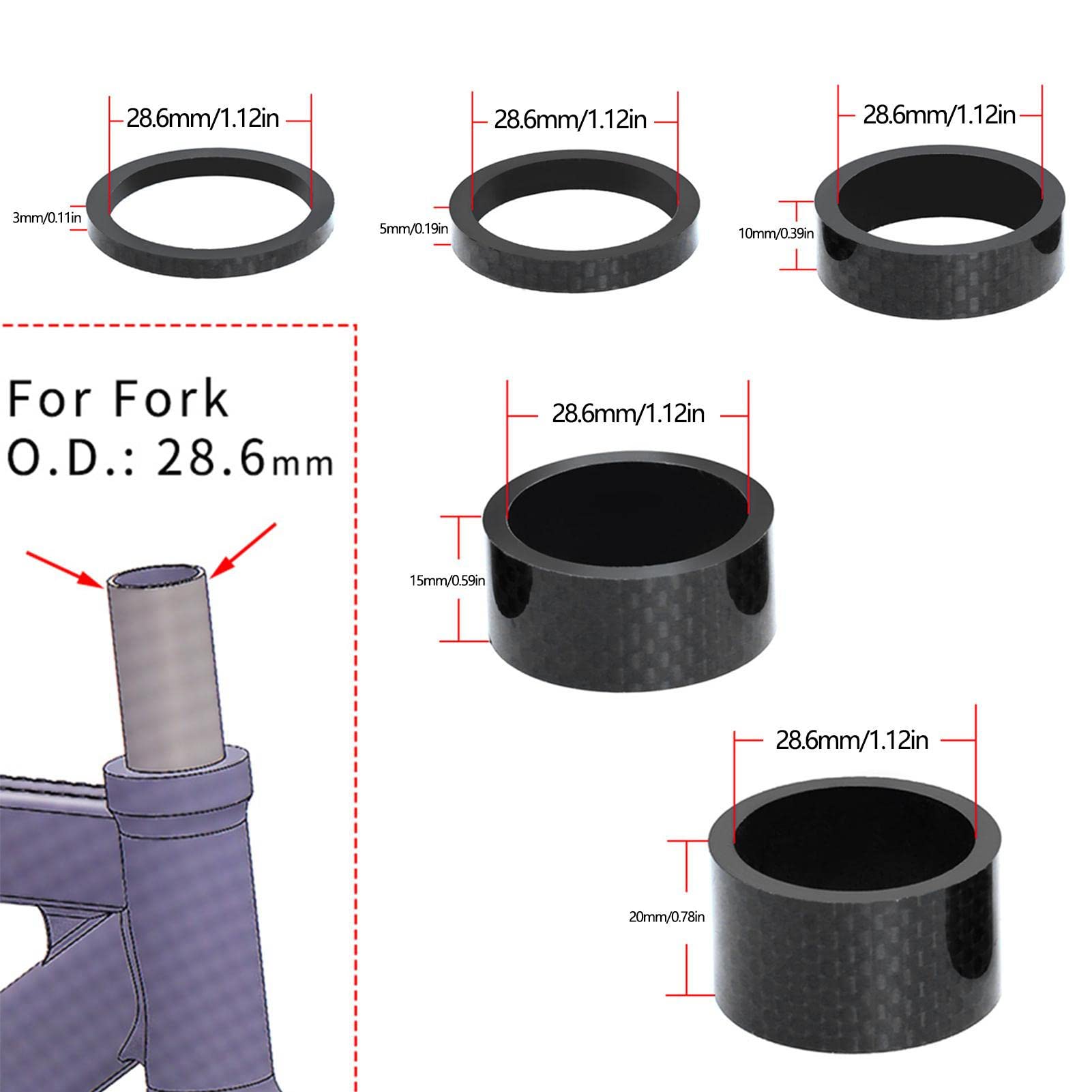 Amazon | ステムスペーサー,自転車用 5 ピース/セット超軽量 RISK