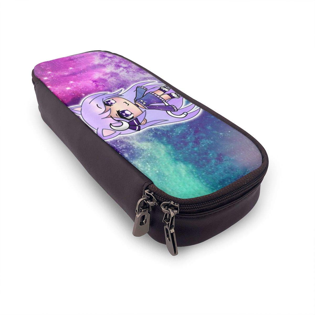 Trousse à Crayons Double Fermeture éclair En Métal Lisse Avec Poche En