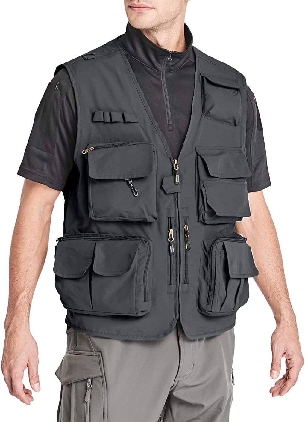 HIOS & CO Gilet Chasse Homme L Beige Multi-Poches Zippé HIOS & CO Gilet Chasse Homme L Beige Multi-Poches Zippé