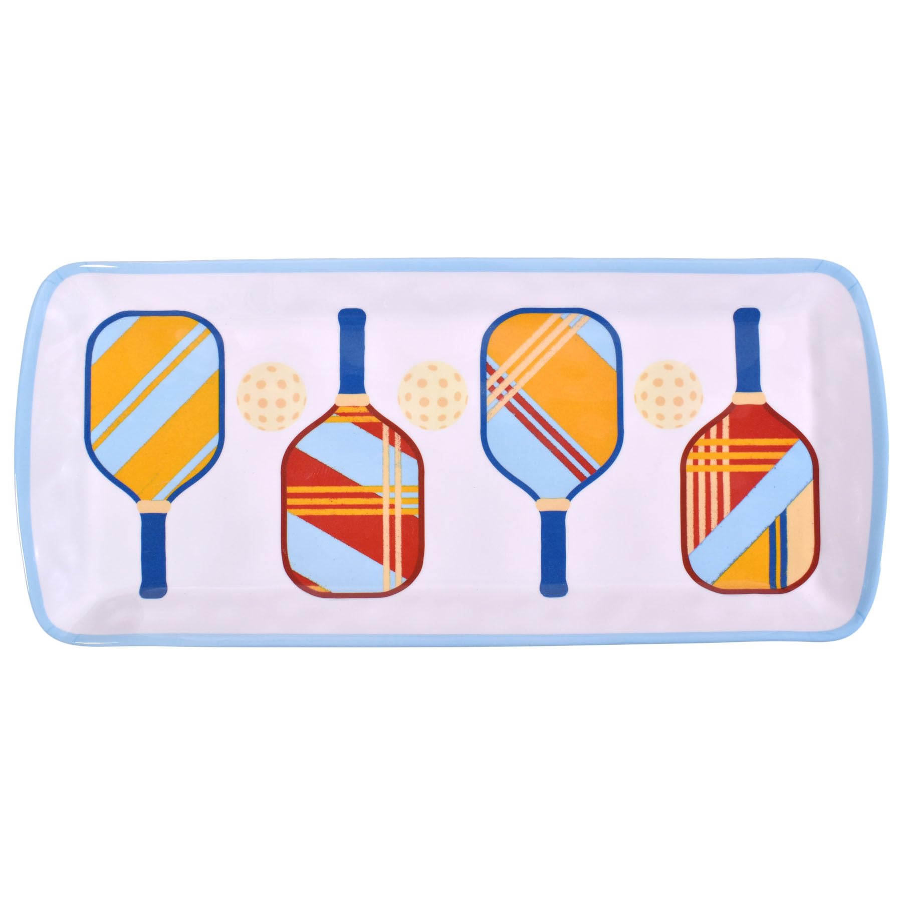 Merritt Pickleball 15" x 6-1/2" Melamine Appetizer Tray, Multicolor