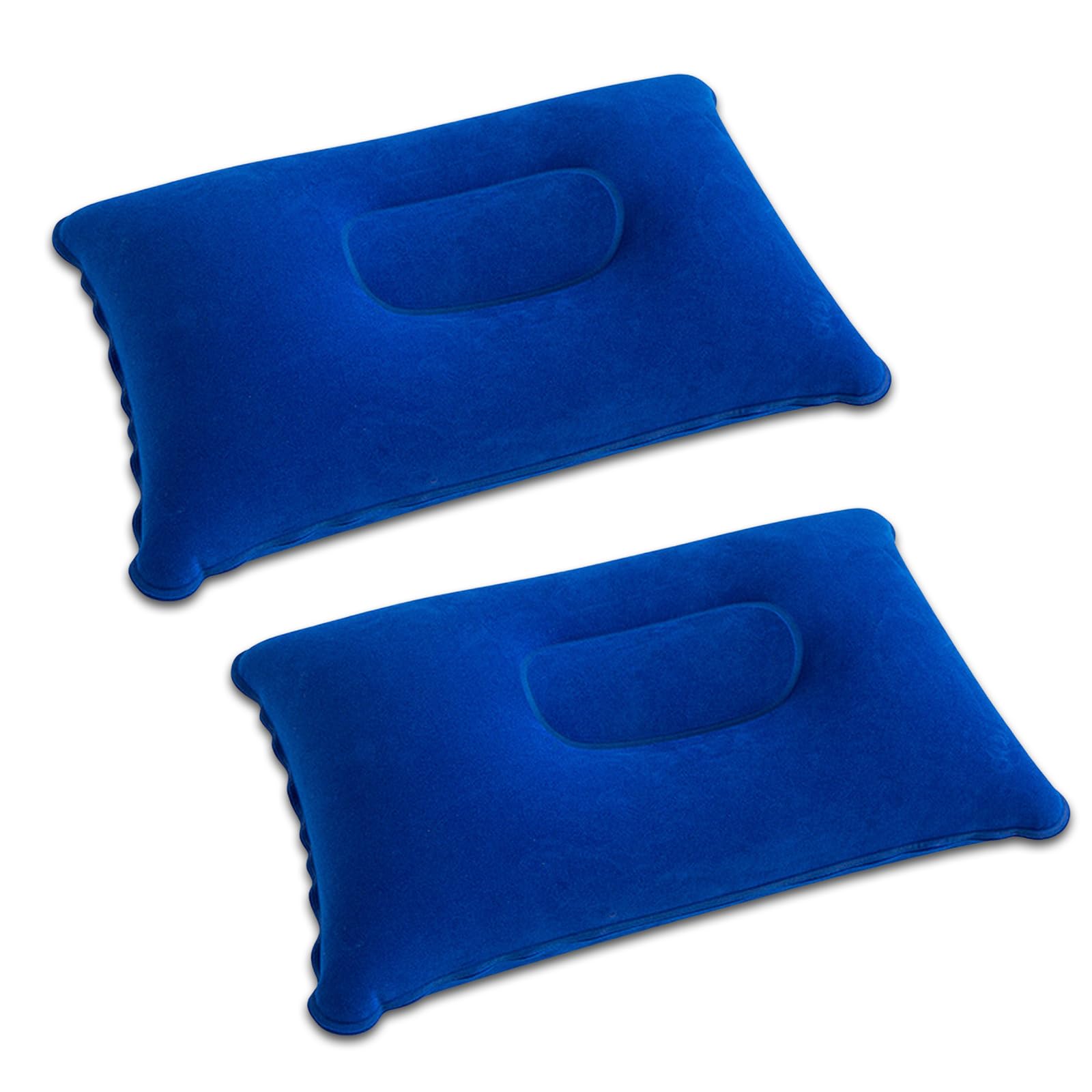 MOAZIFI 2 Stück Aufblasbares Kissen, Strandkissen Camping Reisen Urlaub Must Haves - Ultraportable Komfortkissen mit Weicher Beflockung für Strand Freizeit Camping Reisen Auto Hotel - 38 x 24 cm